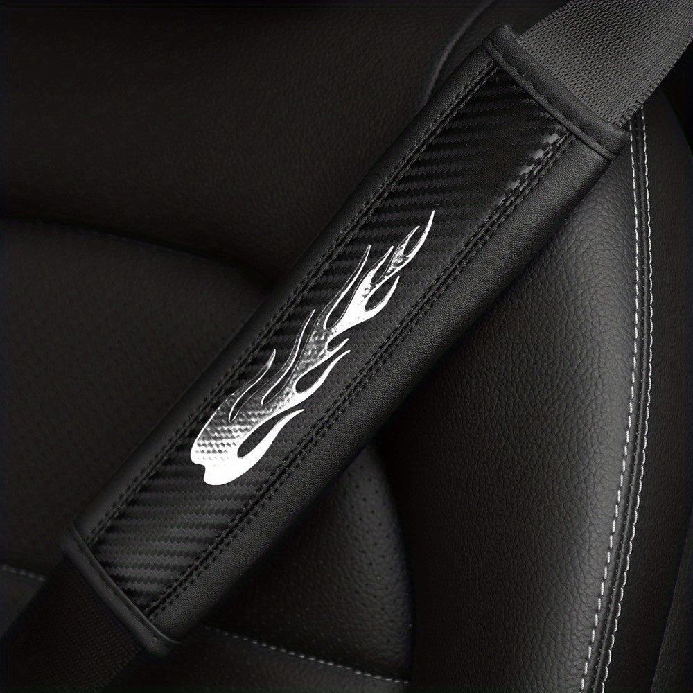 Carbon Fiber Leather Pattern Shoulder Protector Set for Car Seat Belt