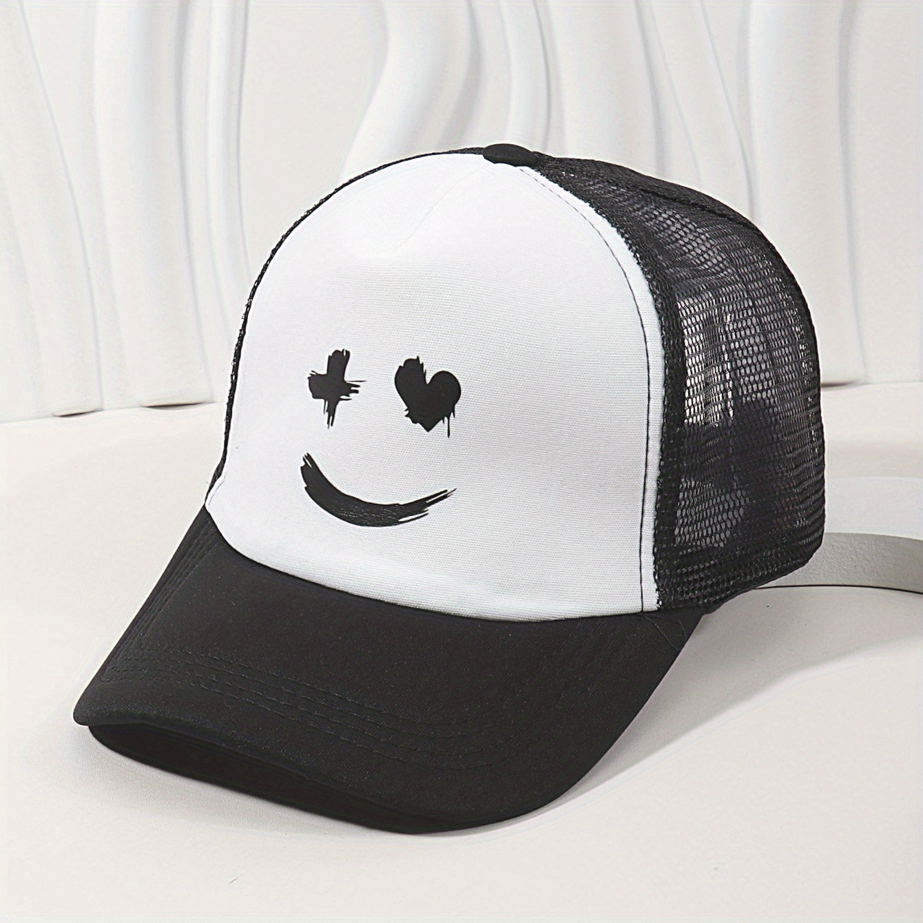 Smiling Face Hip Hop Couple Trucker Hats Baseball Cap Mesh Sunscreen Dad Hat