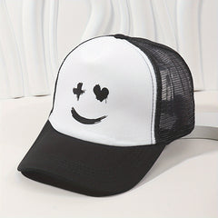 Smiling Face Hip Hop Couple Trucker Hats Baseball Cap Mesh Sunscreen Dad Hat