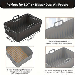 Rectangular Silicone Air Fryer Liner 21x14 Non Stick Dual Zone Baking Tray