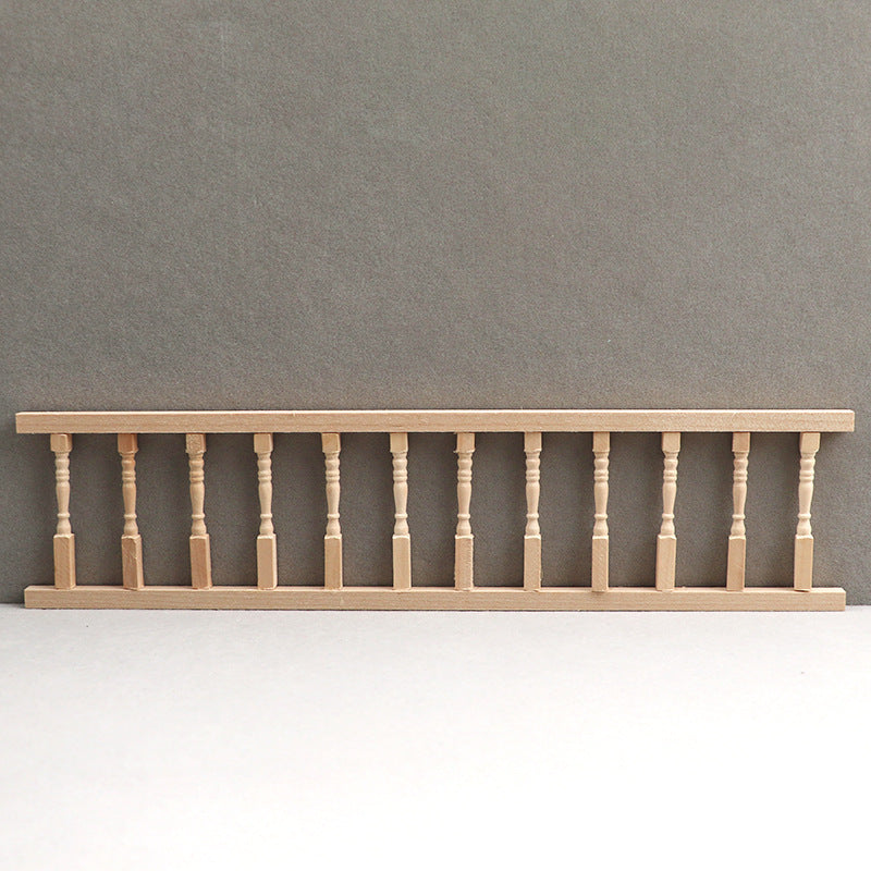 Dollhouse 12 Post Railing Wooden Balustrade Classic Turned Posts & Handrail