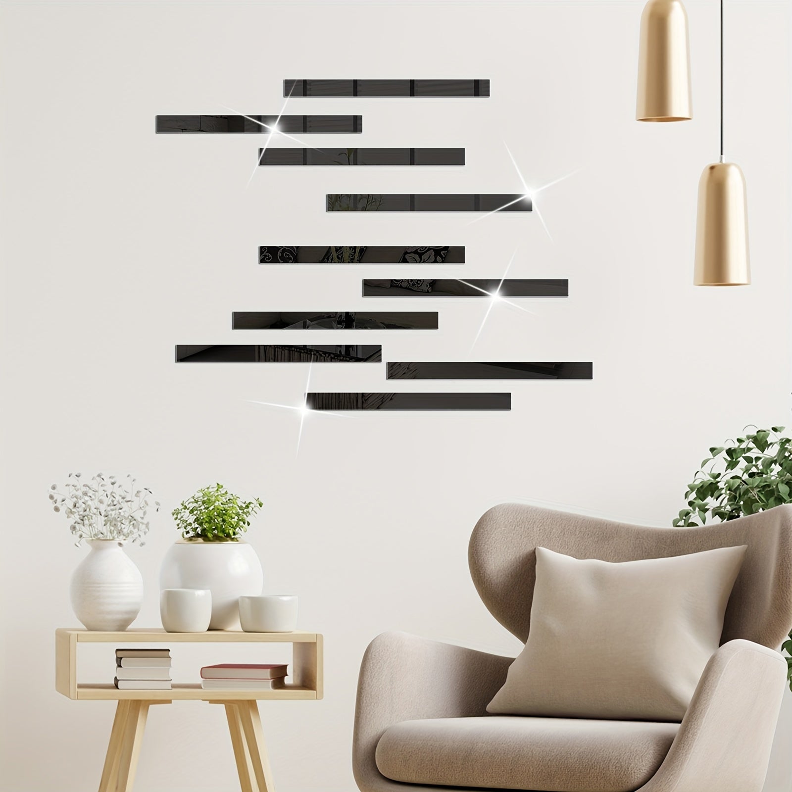 10pcs Silver Mirror Stickers Self Adhesive Wall Decals Removable Acrylic Mirror