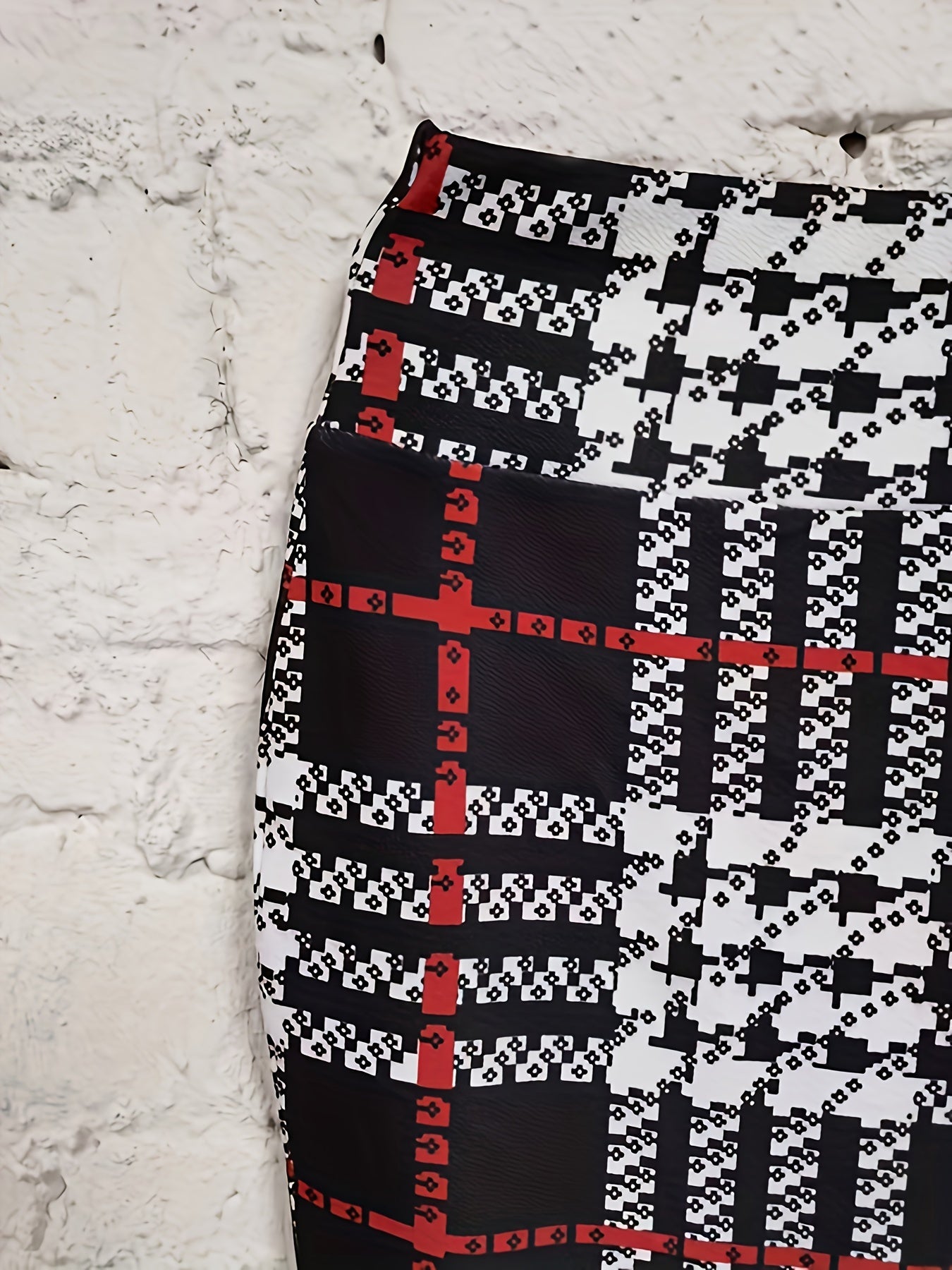  Plaid Print High Waist Pencil Skirt