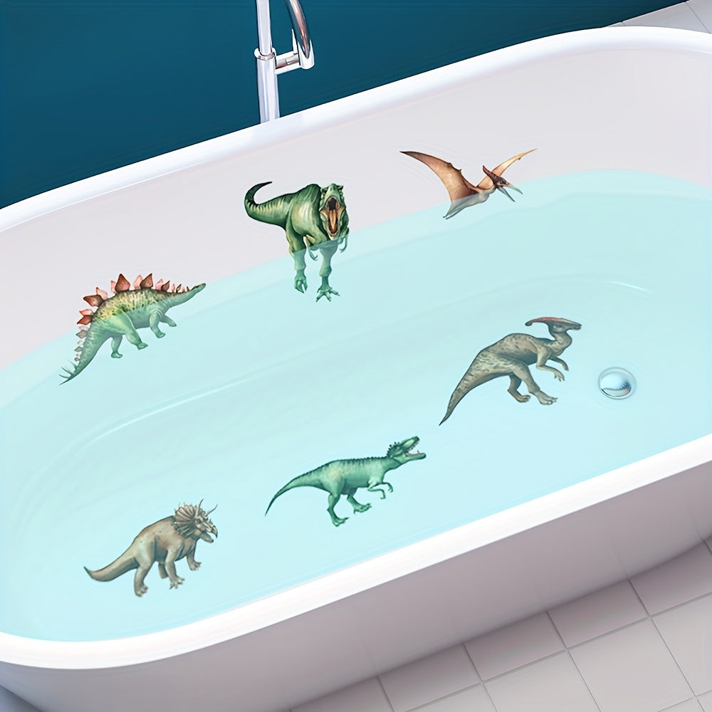 6Pcs Cartoon Dinosaur Bathtub Stickers Waterproof Frosted Stickers