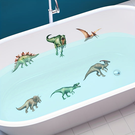 6Pcs Cartoon Dinosaur Bathtub Stickers Waterproof Frosted Stickers