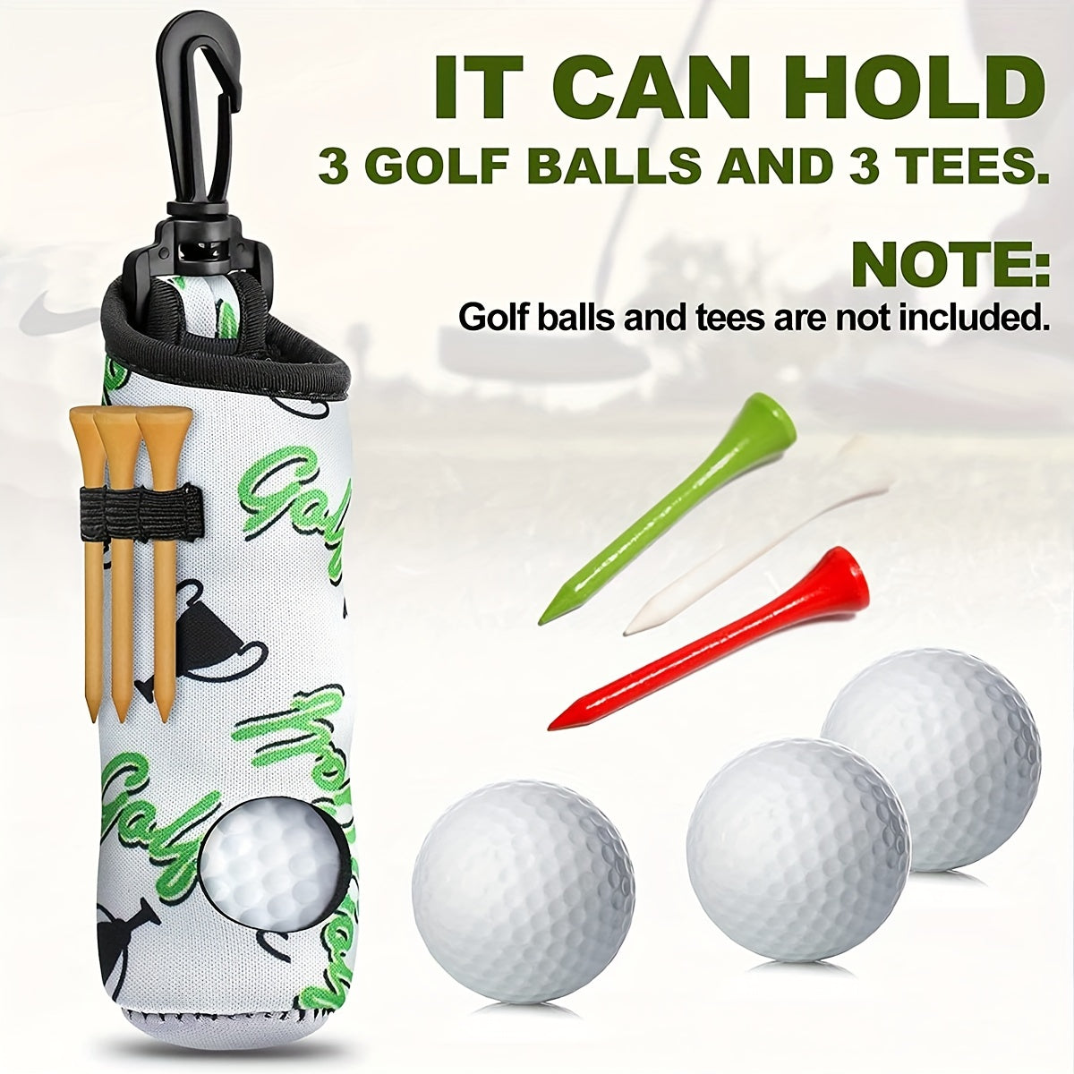 Golf Tee Holder Ball Carry Bag Pouch Keychain Belt Clip Golf Accessories