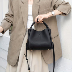 Convertible Handbag with Detachable Strap & Magnetic Closure - Chocolate Brown
