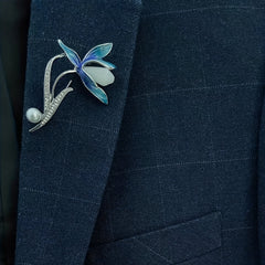 Magnolia Flower Brooch For Men Pearl Brooch Temperament Corsage