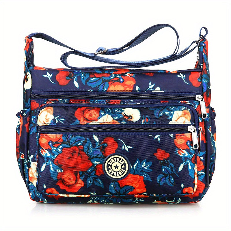 Floral Pattern Crossbody Bag Nylon Shoulder Bag