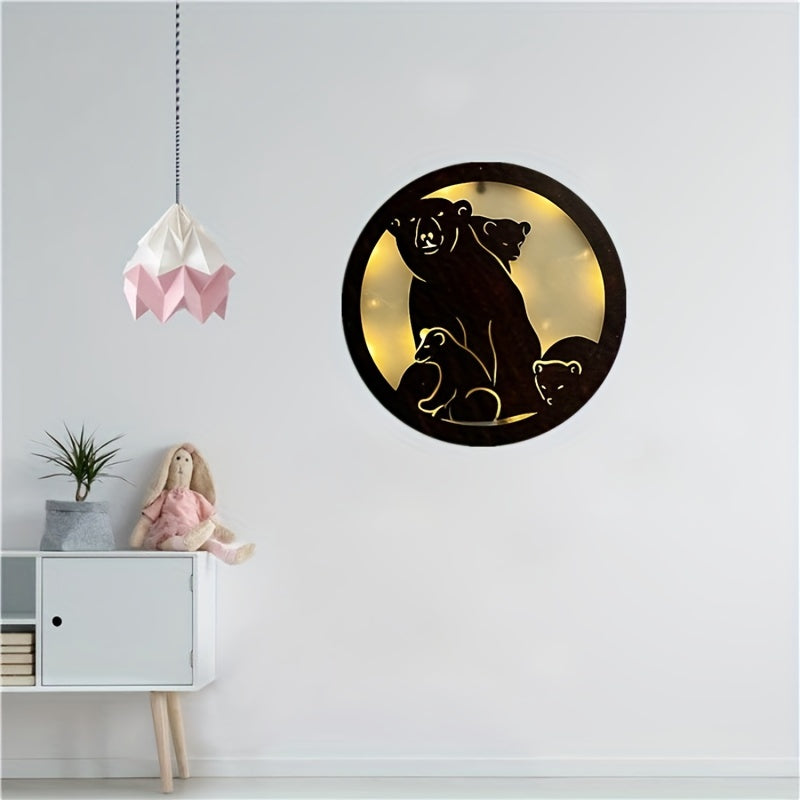 Kids Room LED Wall Clock Retro Wooden Sign Decoration