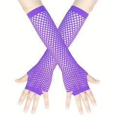 Y2K Candy Fishnet Gloves Bright Fingerless Gloves Elastic Decorative