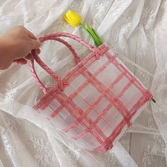 Striped PVC Handbag Large Tote Bag