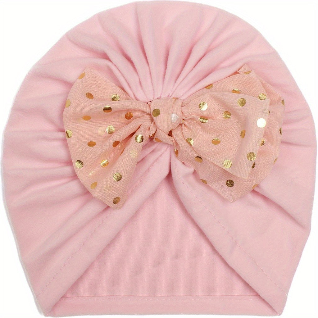 Candy Bronzing Point Bow Baby Headscarf Hat