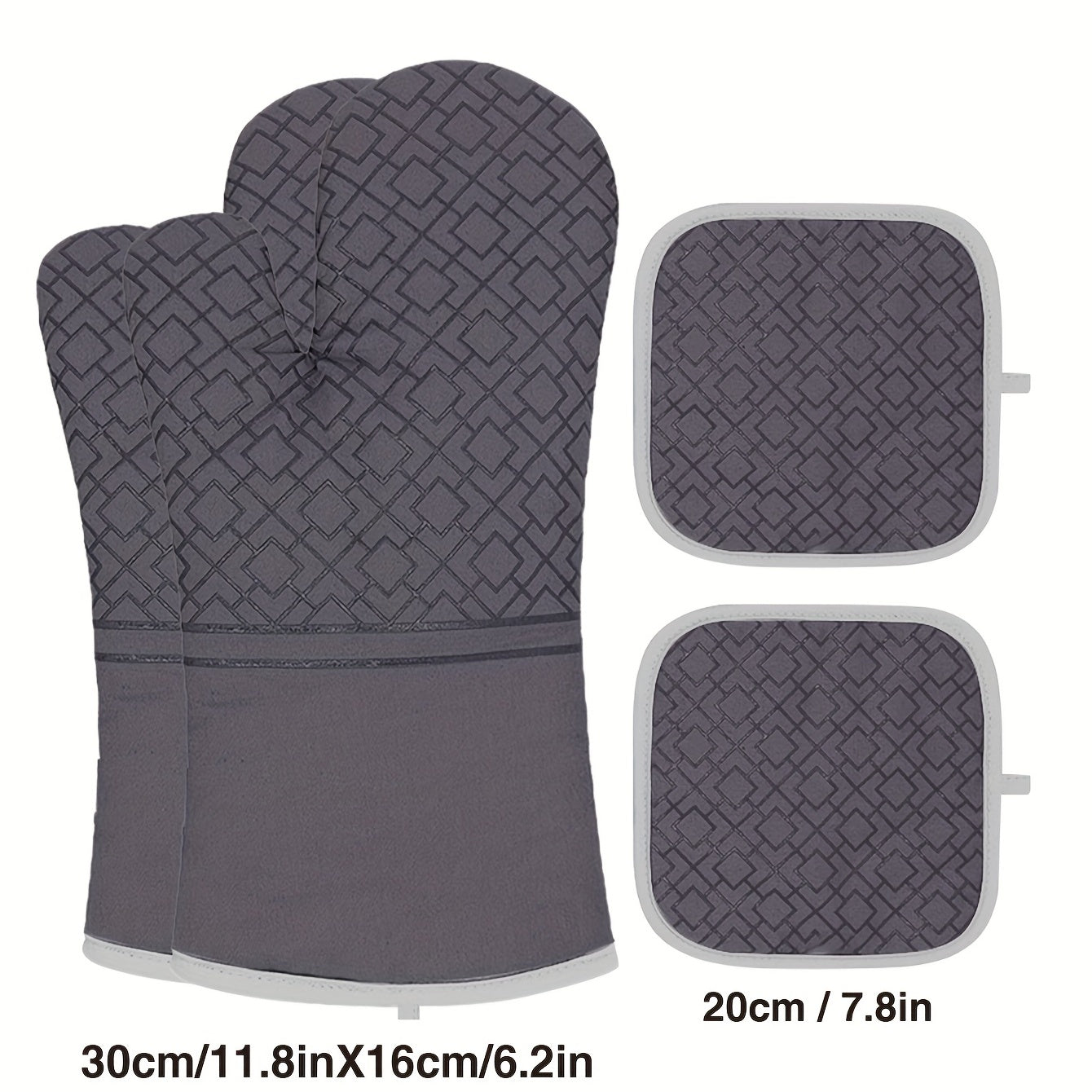 2 Colorful Printed Cotton Oven Mitts, Heat Resistant & Non Slip Grip
