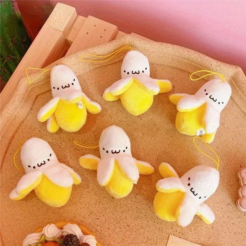 6pcs 2.76in Smiling Banana Toy Backpack Decoration Gift