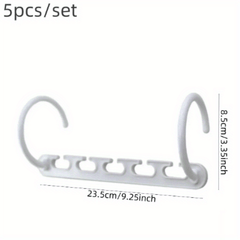 5pcs Folding Windproof Hanger, Space Saving Multifunctional Plastic Hanger