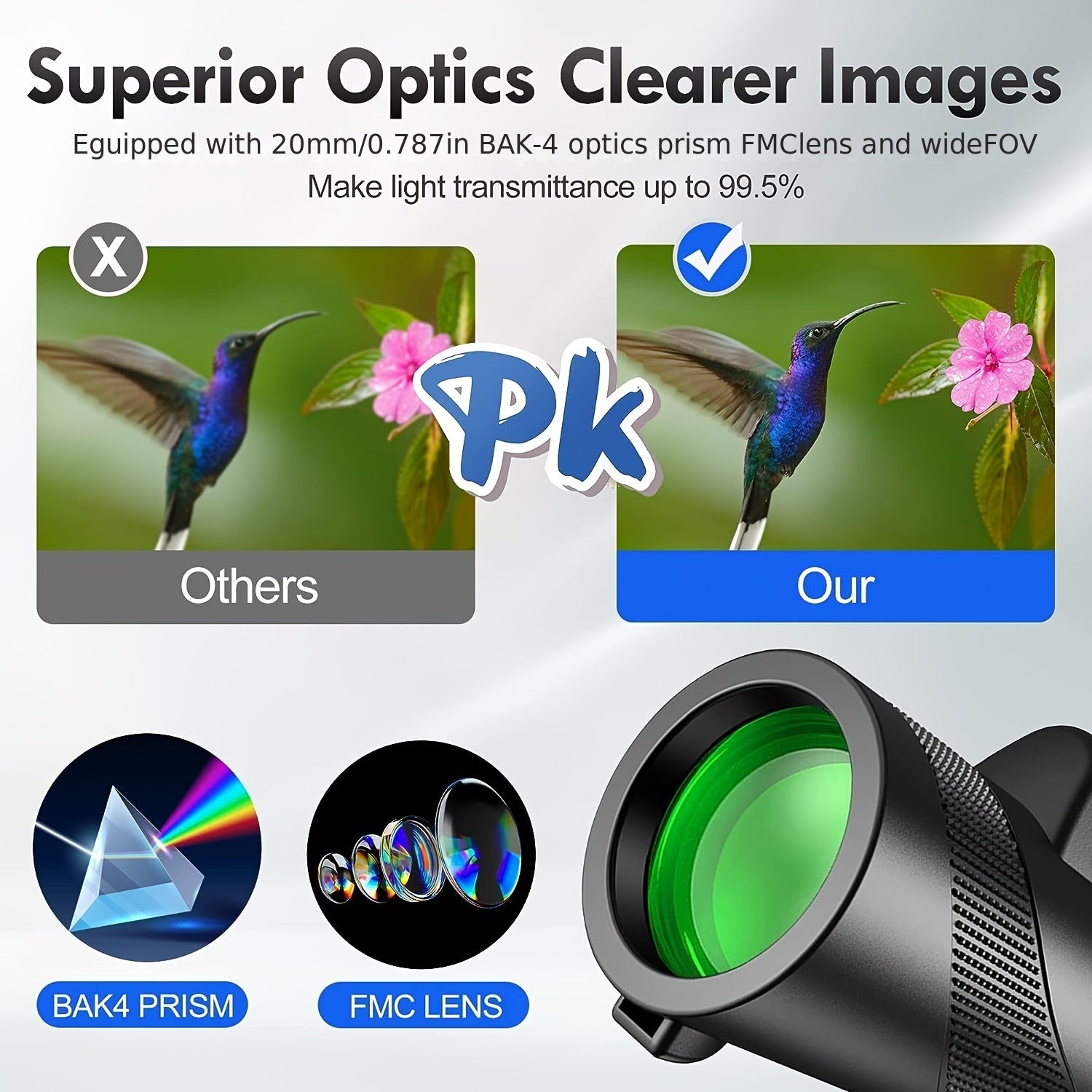 High Power Monocular Telescope for Bird Watching Hiking