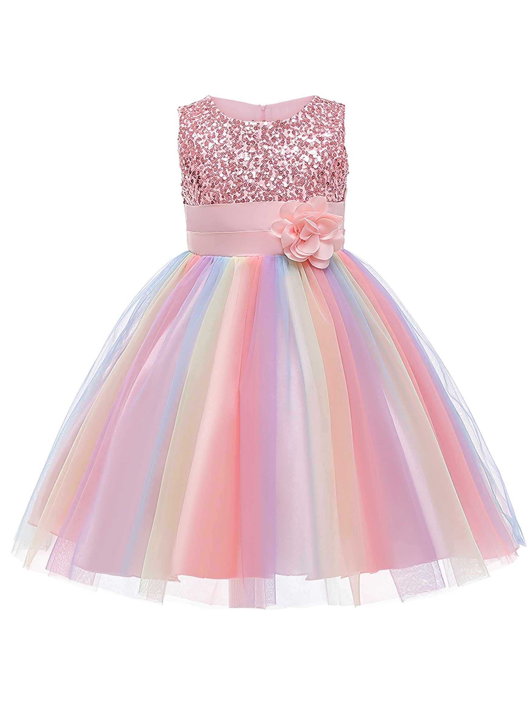 Girls Formal Sequin Flower Girl Princess Dress