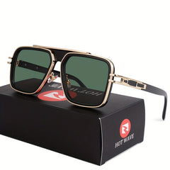 Vintage Men's Square Driving Sunglasses UV400 With Case