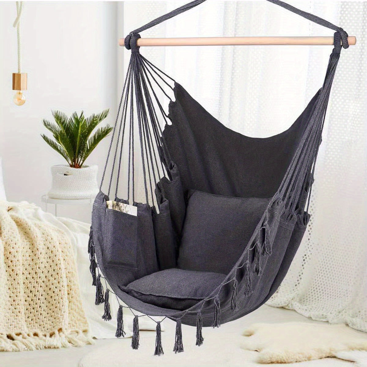 Leisure Cotton Hammock Balcony Hanging Chair Load 150KG