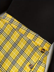 Girl's Stylish Outfit 2pcs Ribbed Mock Neck Top & Plaid Pattern Skirt Set