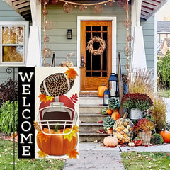 Football Welcome Garden Flag Burlap Maple Leaves Outdoor Decor