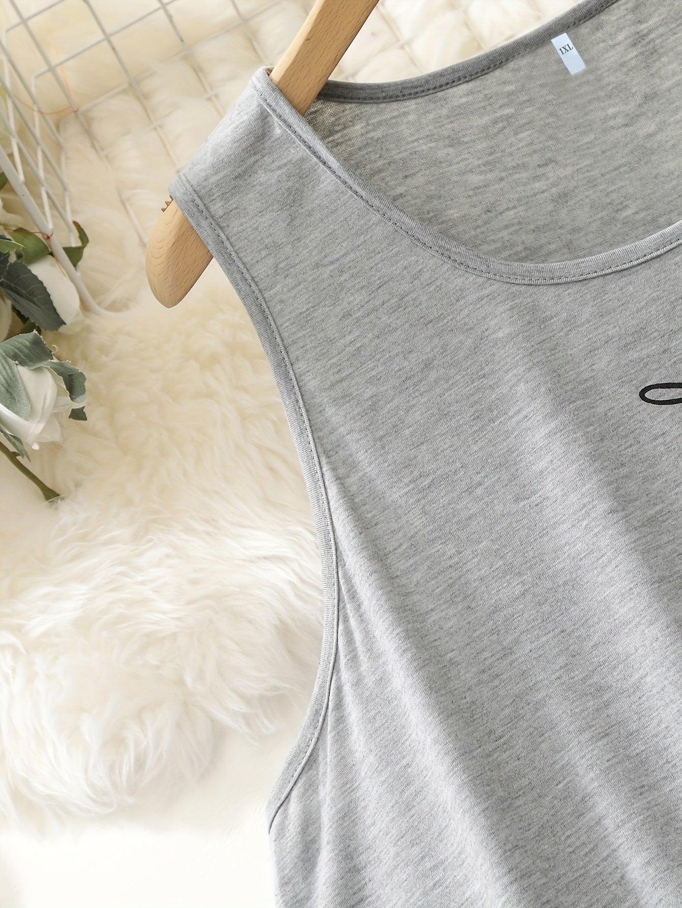  Slogan Print Tank Dress With Pockets