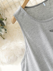  Slogan Print Tank Dress With Pockets