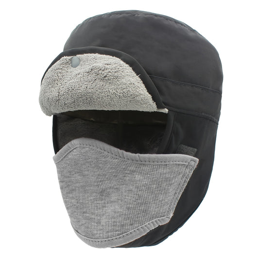 Kids Fleece Warm Waterproof Hat With Detachable Face Mask And Earflap