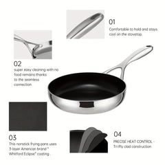 Nonstick Frying Pan With Lid 20 25 30 Stainless Steel Skillet PFOA PFOS