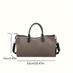 Large Capacity Houndstooth Pattern Luggage Bag