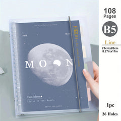 A5 B5 Moon Planet Clear Coil Loose Leaf Notebook - 108 Sheets Set