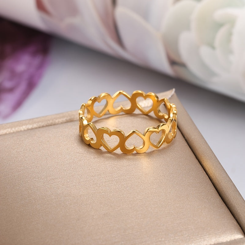 Vintage Heart Ring Stainless Steel Jewelry Gift for Women