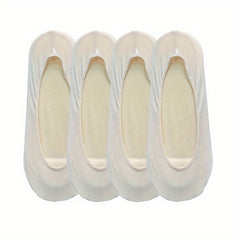 4 Pairs Solid No Show Socks Lightweight Low Cut Ankle Socks Women's Stockings
