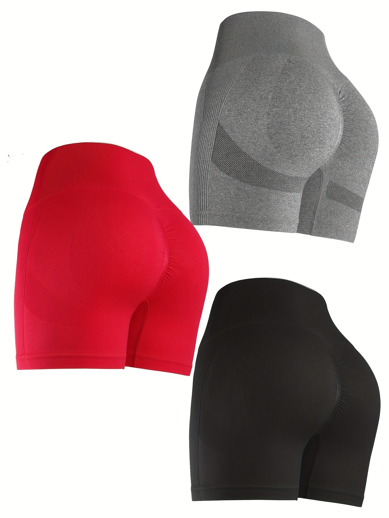 3pcs High Waist Seamless Sports Biker Shorts for Women