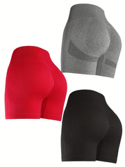 3pcs High Waist Seamless Sports Biker Shorts for Women