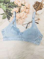Lace Wireless Bra Scallop Trim Comfy Breathable Lingerie