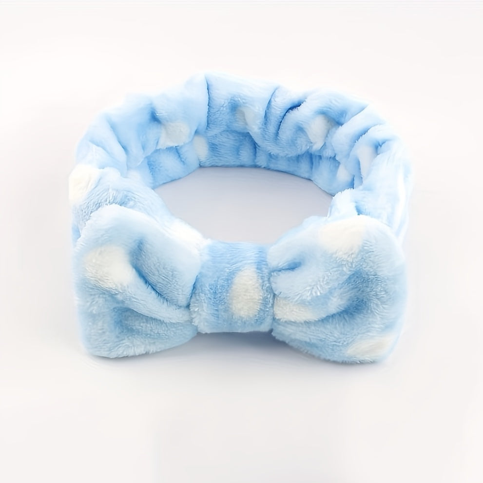 2pcs Polka Dot Bow Headband for Daily SPA Skin Care