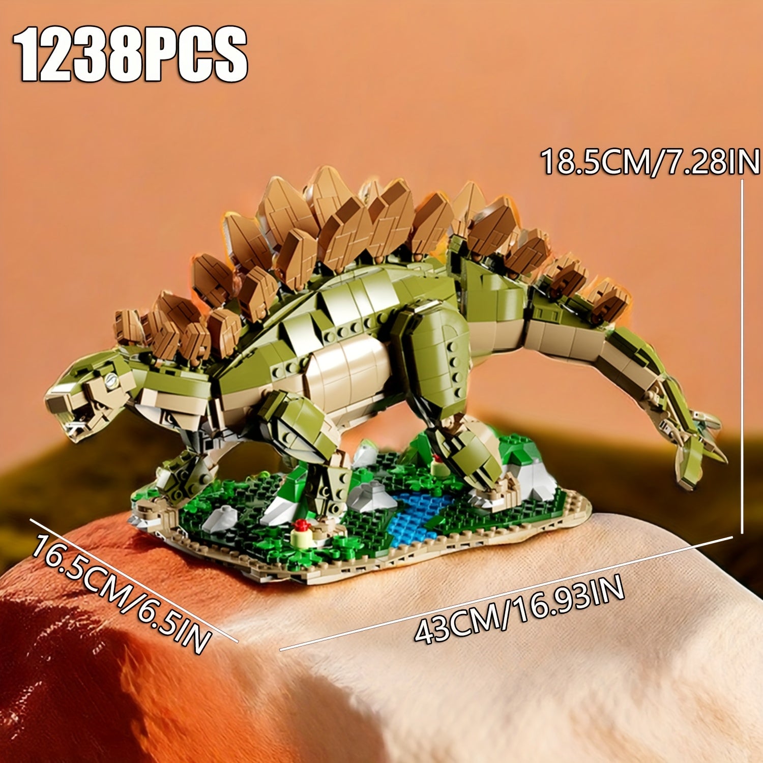 1238pcs Stegosaurus Dinosaur Puzzle Toy Building Set