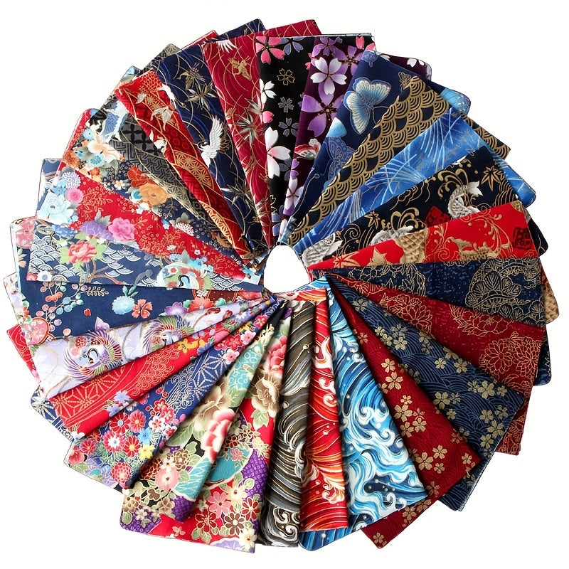 28pcs Japanese Bronzing Cotton Fabric Bundle for Patchwork Sewing Dolls Bags Clo
