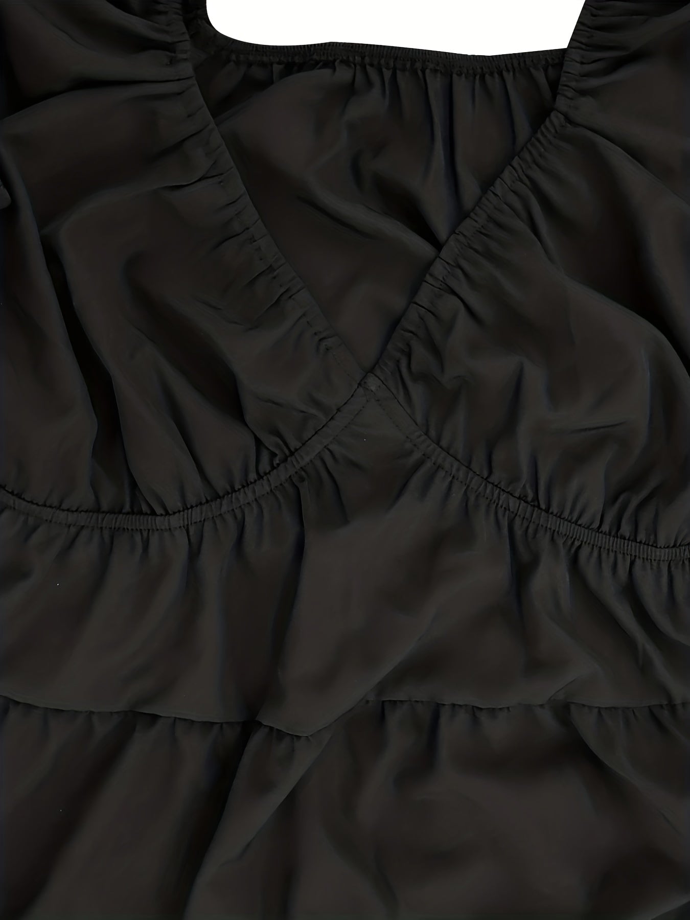  Lantern Sleeve Deep V Neck Maxi Dress
