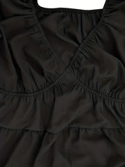  Lantern Sleeve Deep V Neck Maxi Dress