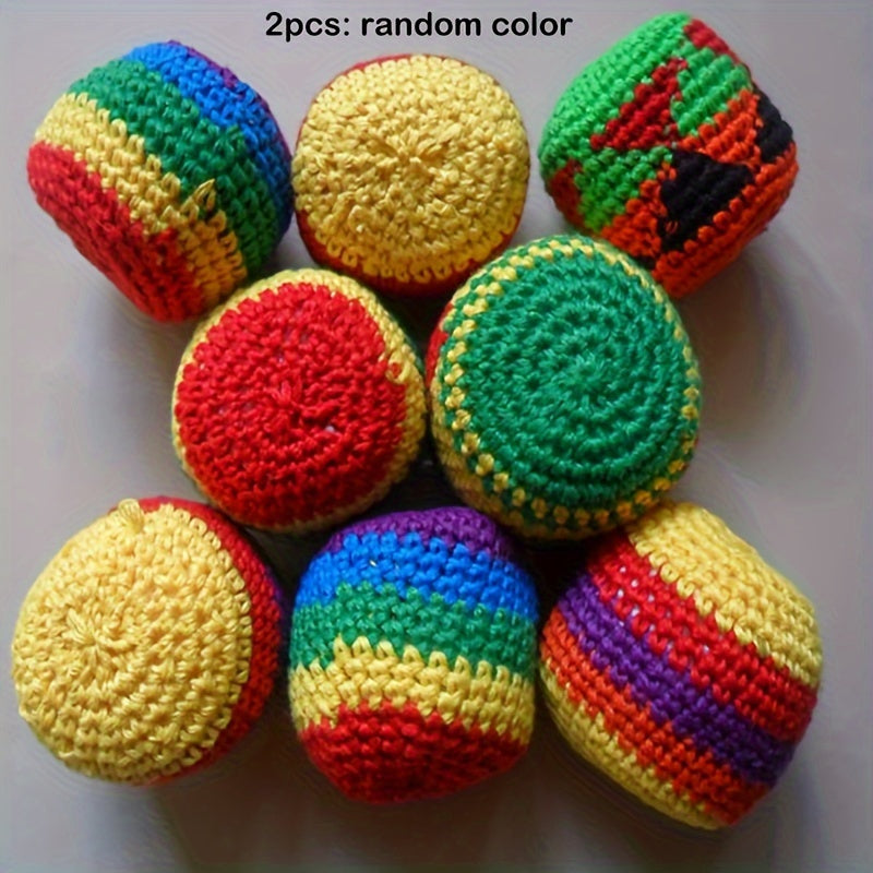 2pcs Crochet Geometric Pattern Sandbags Indoor & Outdoor Toys