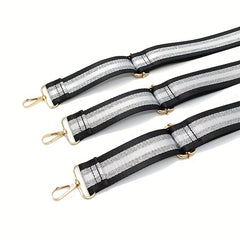 Adjustable Shoulder Bag Strap with Silver Stripe Durable Bag Travel Accessories
