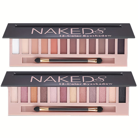 12 Colors Nude Eyeshadow Palette Matte Shimmer Glitter Pigment Waterproof