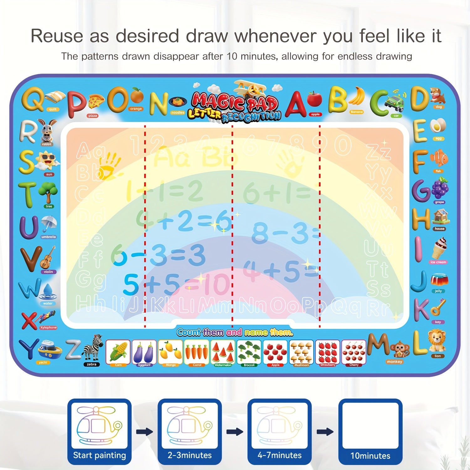 Ocean Themed Magical Painting Mat for Kids Large Water Canvas Art Activity