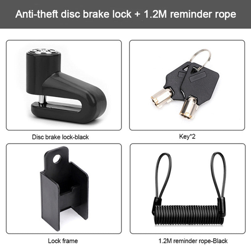 Heavy Duty Motorcycle Disc Brake Lock with Reminder Cable