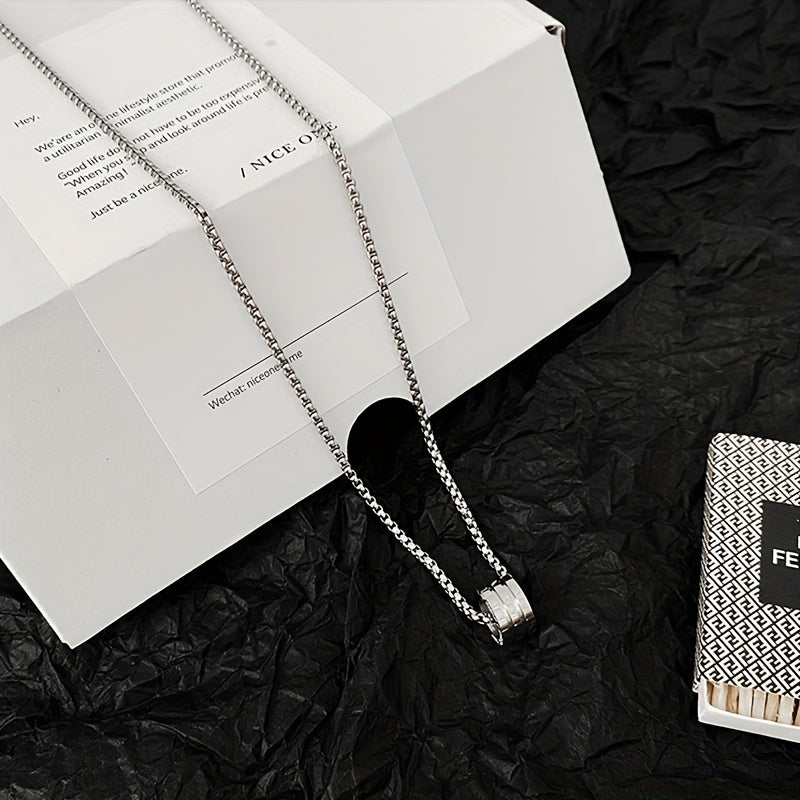Silver Titanium Steel Hip Hop Necklace Pendant Chain for Men