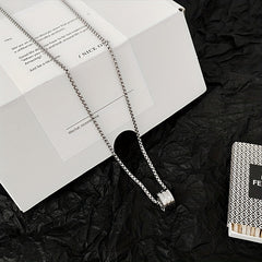 Silver Titanium Steel Hip Hop Necklace Pendant Chain for Men