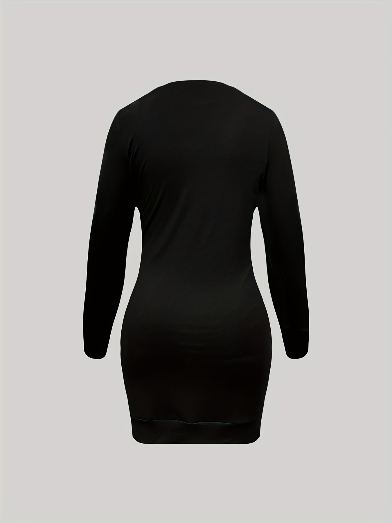  Slogan Print Long Sleeve Stretch Dress